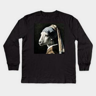 Wildlife Conservation - Pearl Earring Mountain Goat Meme Kids Long Sleeve T-Shirt